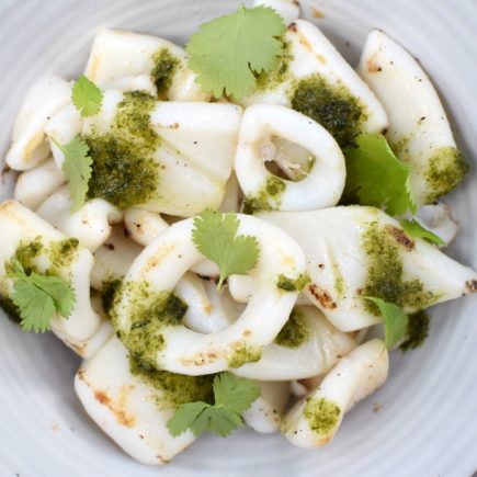 Kort gebakken inktvis met sweet chili van Jalapeño