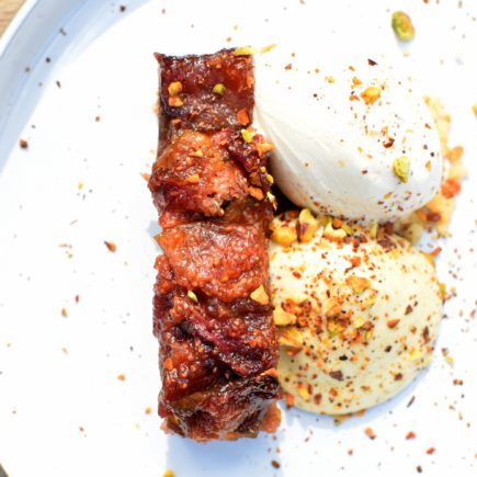 Vijgentaart met pistache en espuma van sabayon