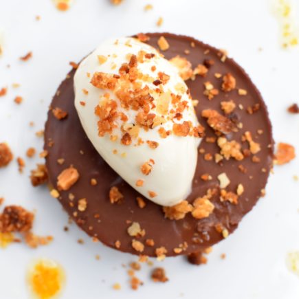 Cremeux van chocolade en knolselder - Sinaasappel - Crumble