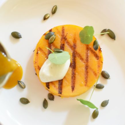 Gegrilde pompoen - Jus pompoen - Miso