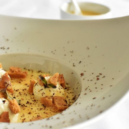 Panna cotta van advocaat - Zanddeeg - Espuma van yoghurt