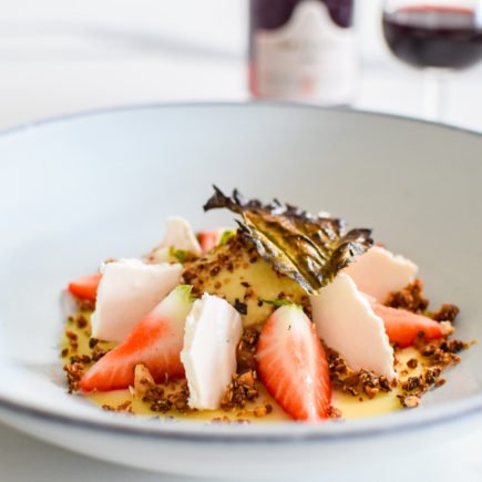 Cremeux van witte chocolade - Rabarber - Ijs van olijfolie