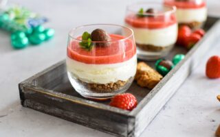 Cheesecake in een glas - Cantuccini - Aardbei