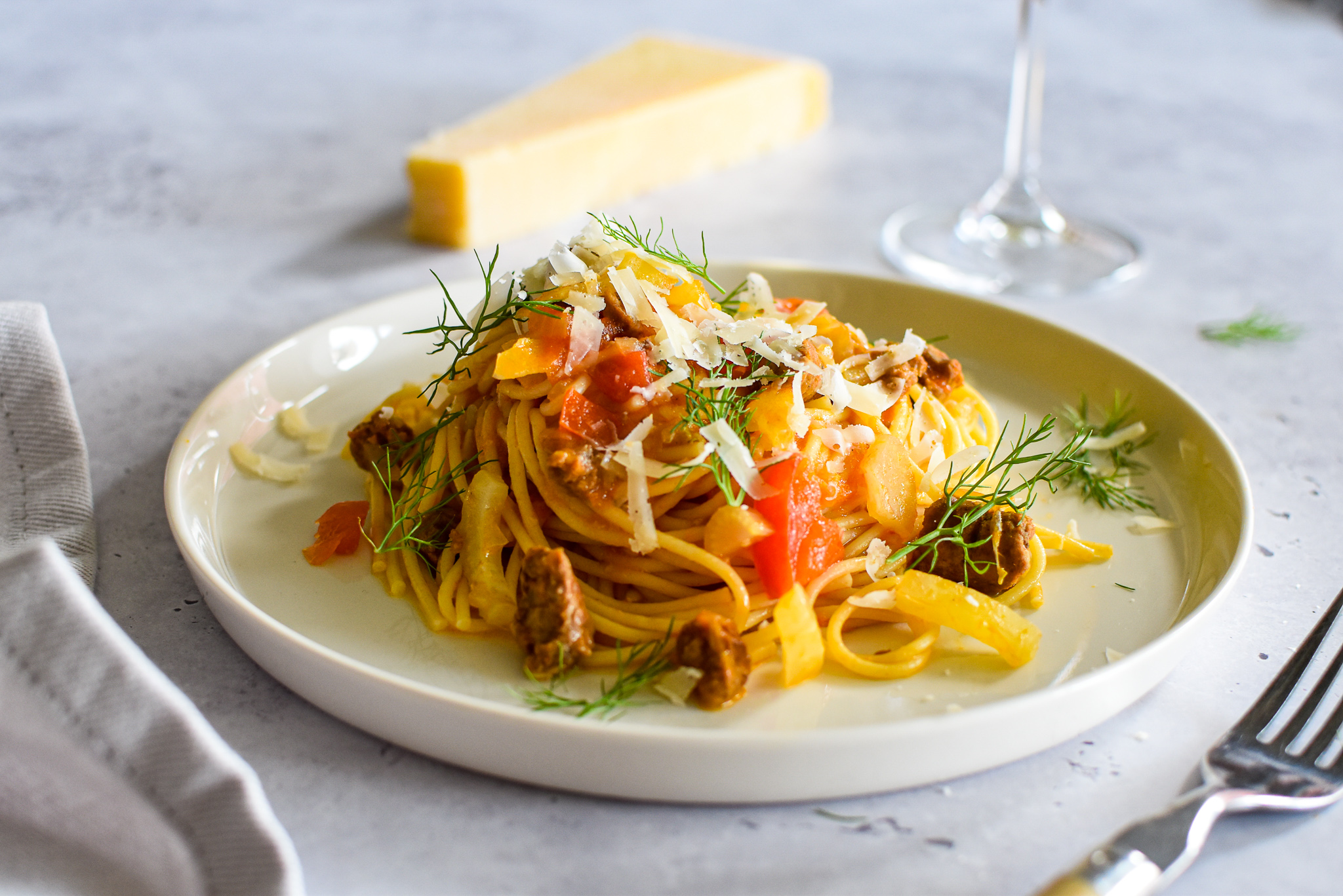 Pasta met ragu van venkel en lamsmerguez - Kris Kookt