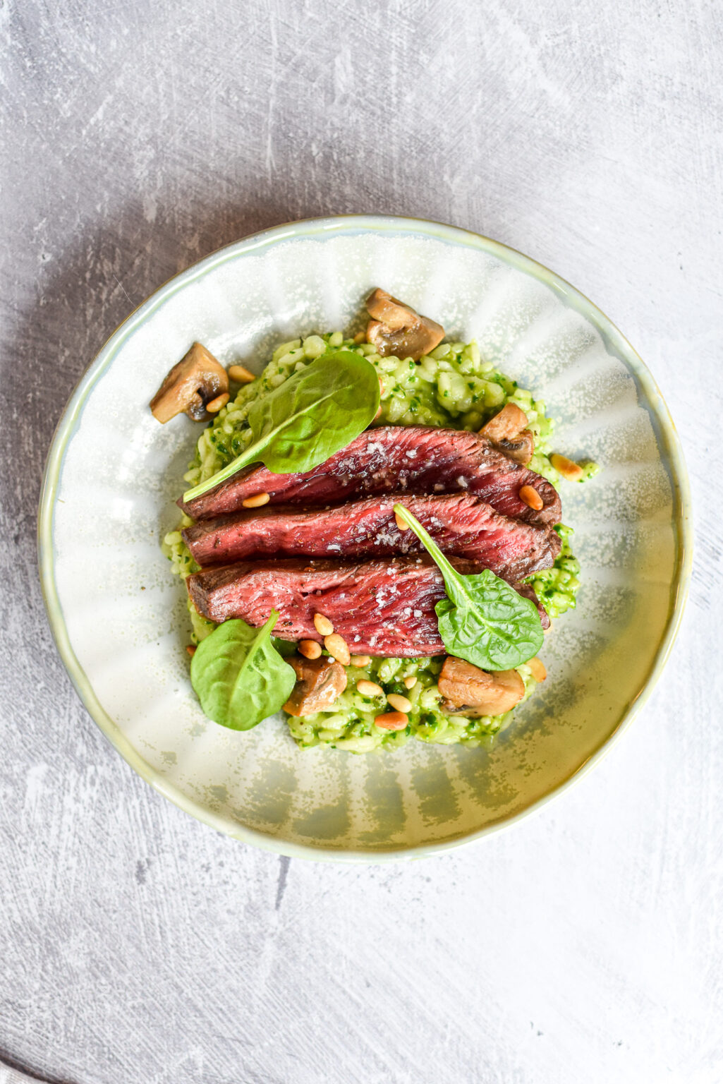 Bavette Risotto met pesto van spinazie Kris Kookt