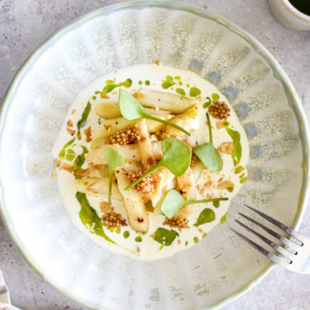 Asperges - Mosterdzaad - Groene olie - Postelein
