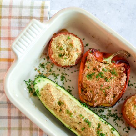 Gevulde groenten met kippengehakt en quinoa