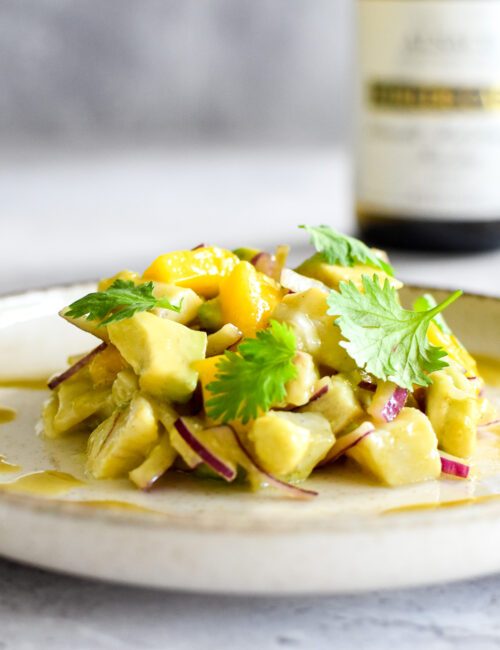 Ceviche van zeebaars met mango en avocado