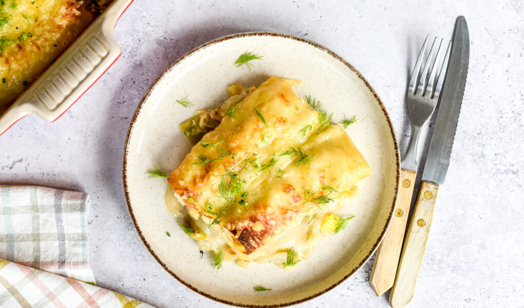 Cannelloni met vis, ricotta, prei en venkel