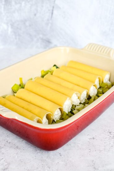 Cannelloni met vis, ricotta, prei en venkel