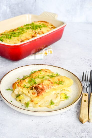 Cannelloni met vis, ricotta, prei en venkel