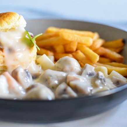 Vol au vent van scampi met asperges