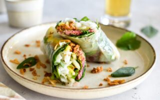 Lenterolletje met diamanthaas, mango en Thaise basiliucm