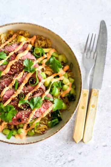 Inside Skirt Crispy Rice Bowl met avocado en Spicy Mayo